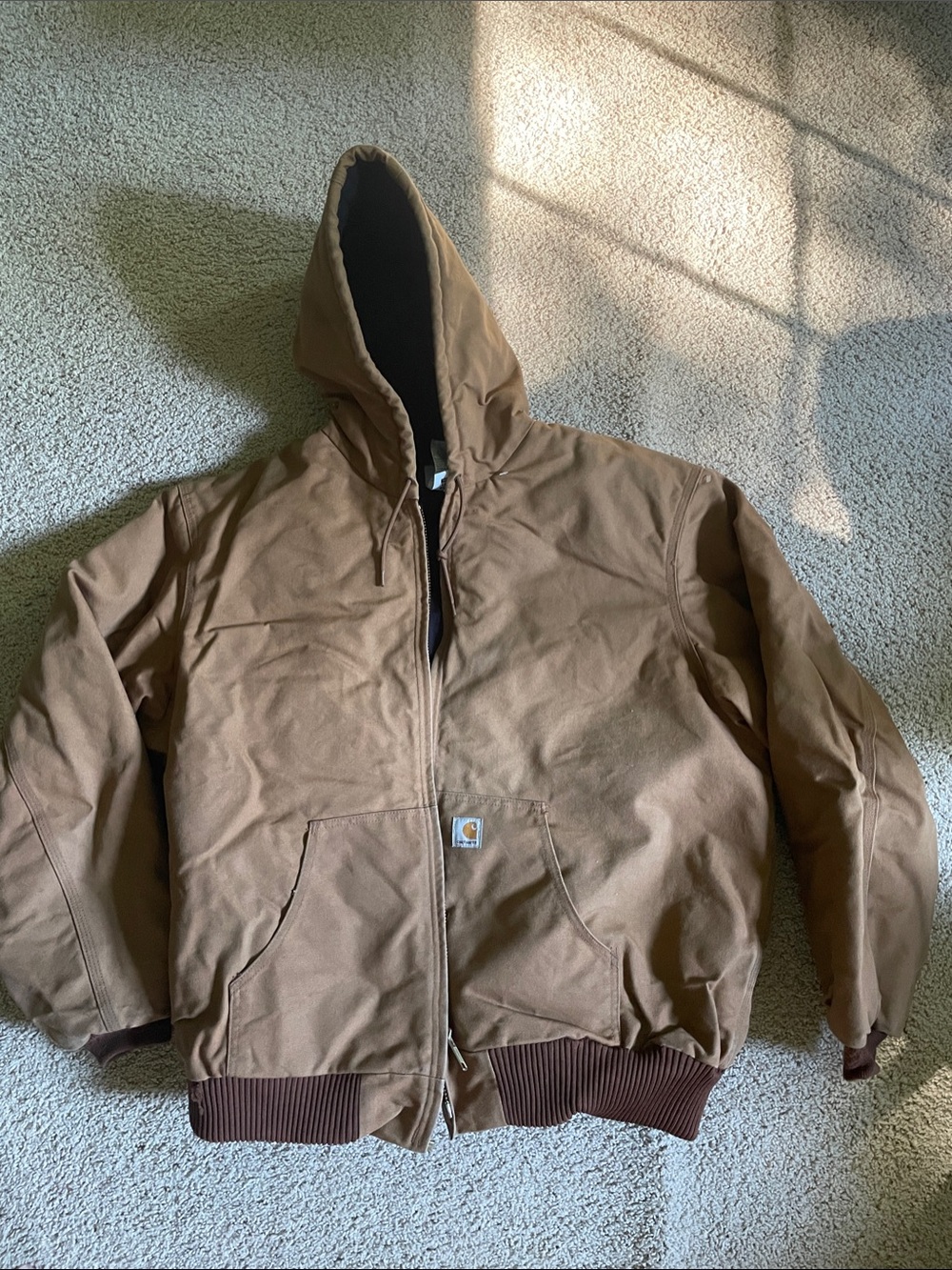 Carhartt Brown Hooded Insulated Canvas Jacket